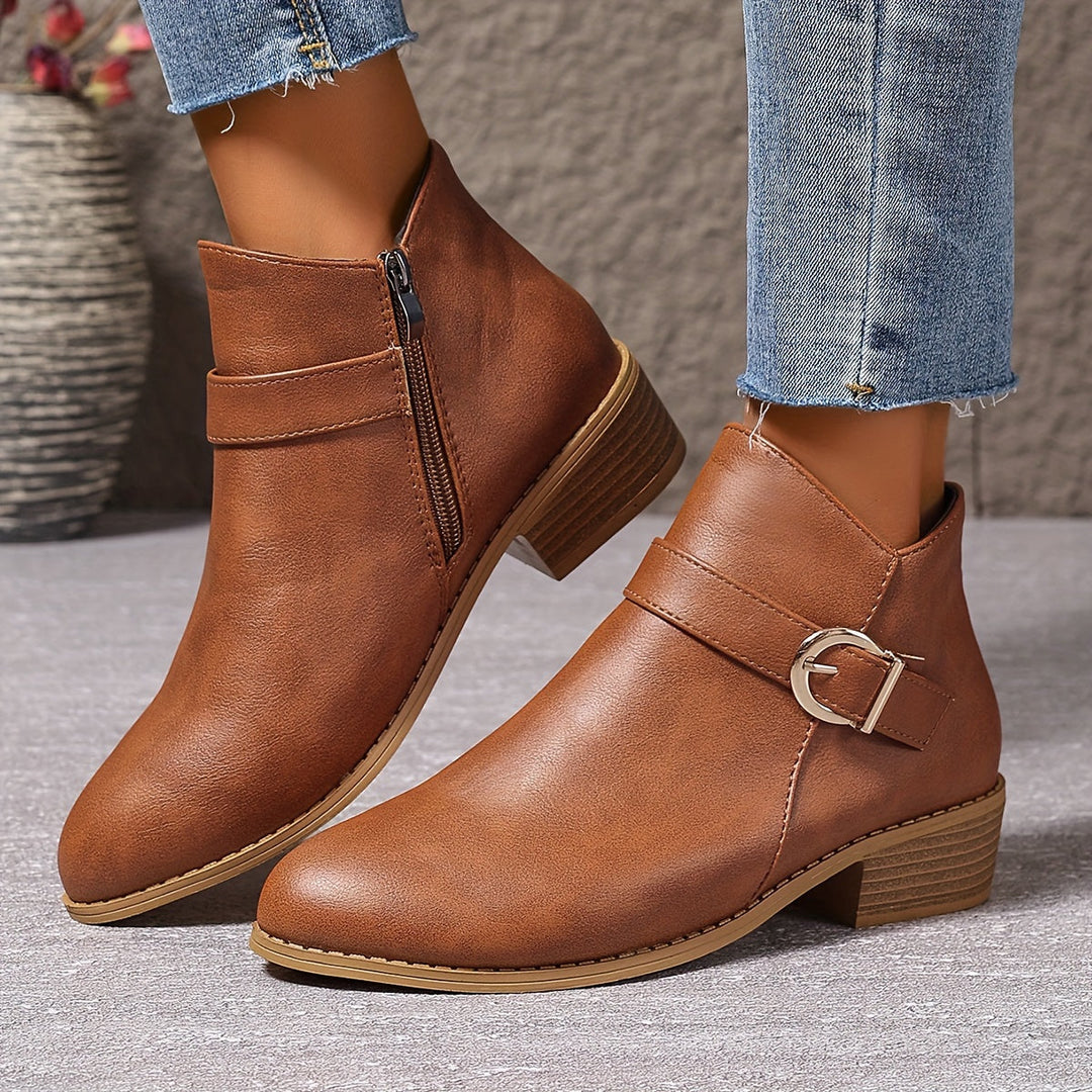 Serena | Chelsea-Stiefeletten mit Schnalle und niedrigem Blockabsatz