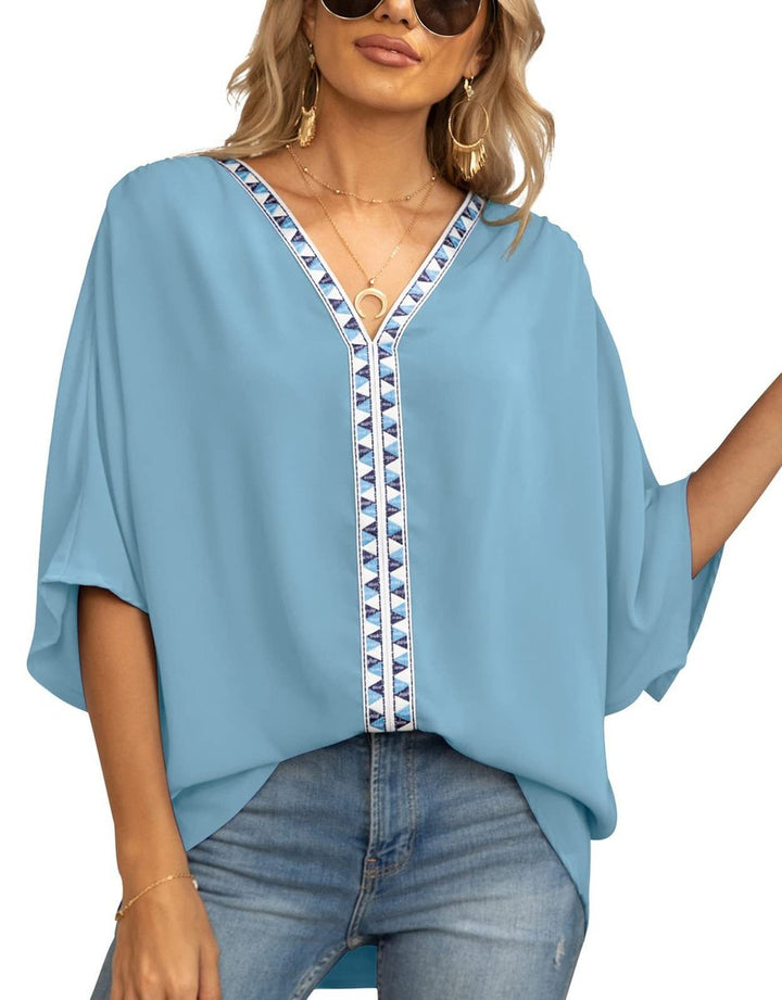 Sophia | Tunica Top Boho Oversize da Donna con Scollo a V