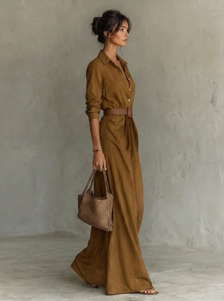 Camilla | Abito Maxi a maniche lunghe con cintura