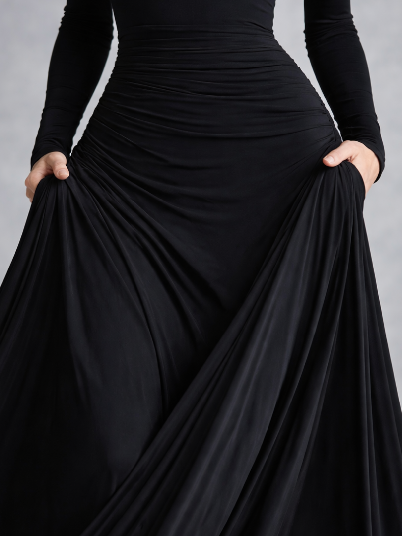 Maris | Maxi Dress – Elegant Draped Long Sleeve Style