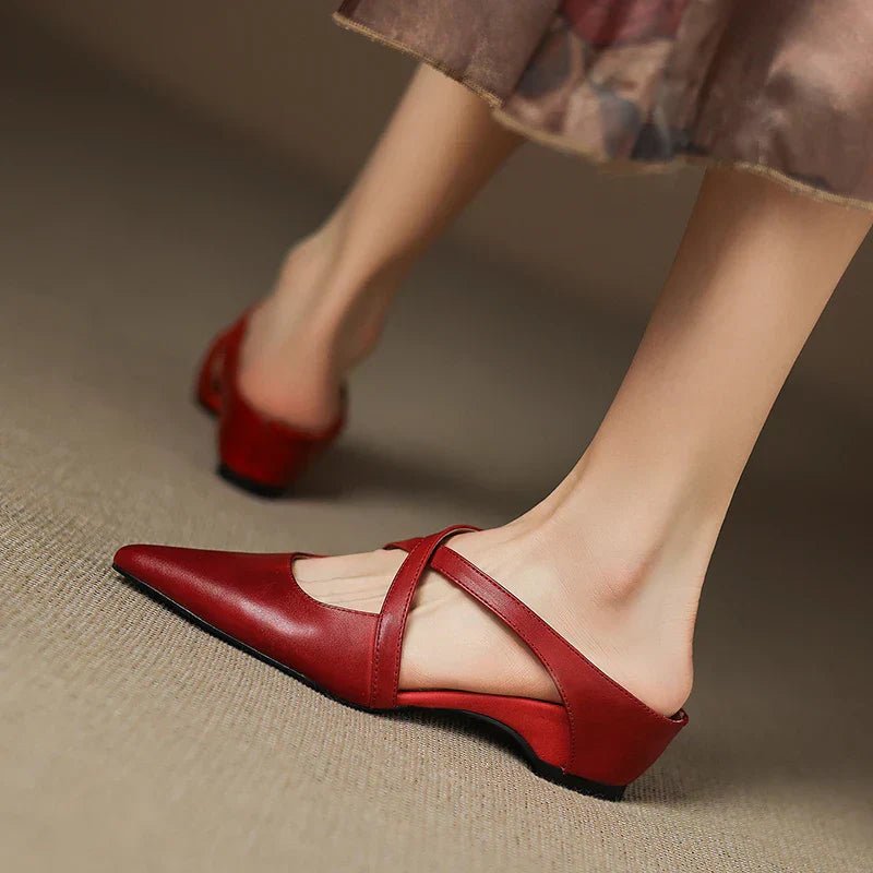 Serena | Mules Eleganti in Vera Pelle con Fasce Incrociate