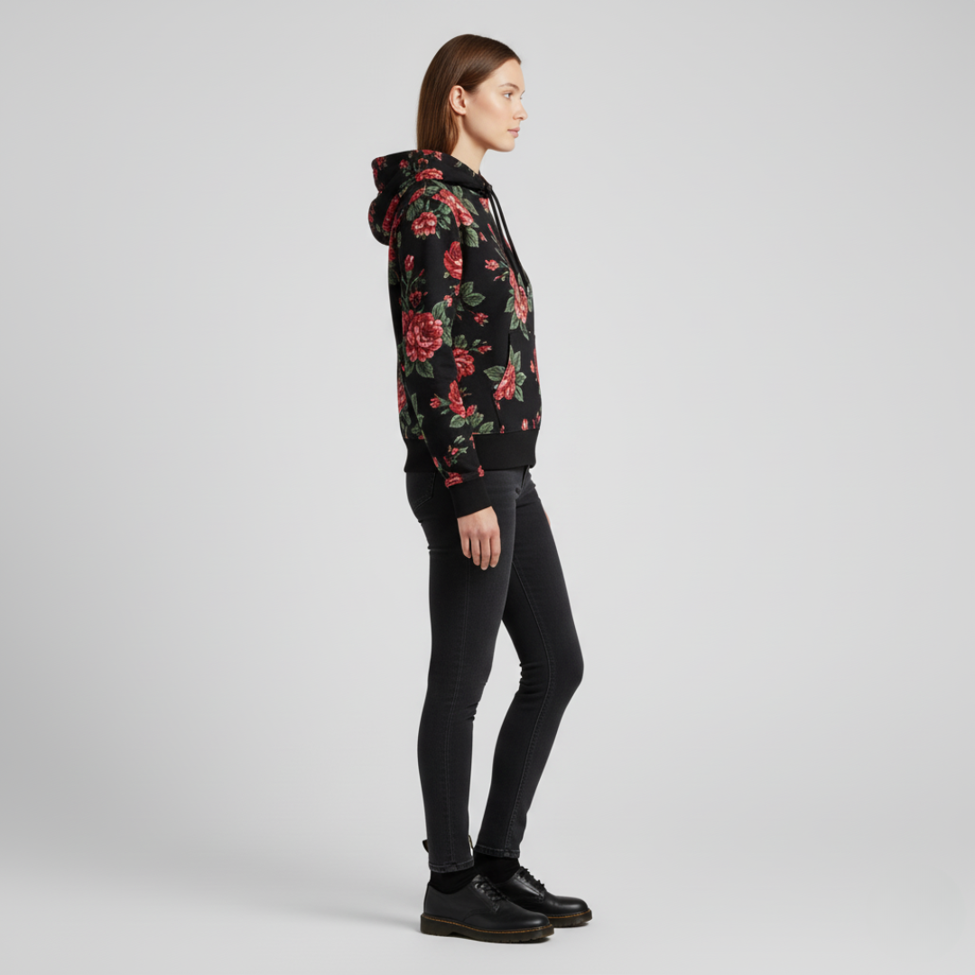 Orva | Elegante felpa con cappuccio con motivo floreale