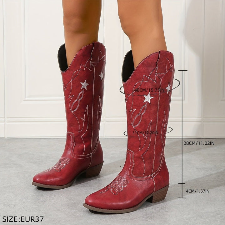 Clara | Modische und trendige Cowboystiefel mit weitem Schaft