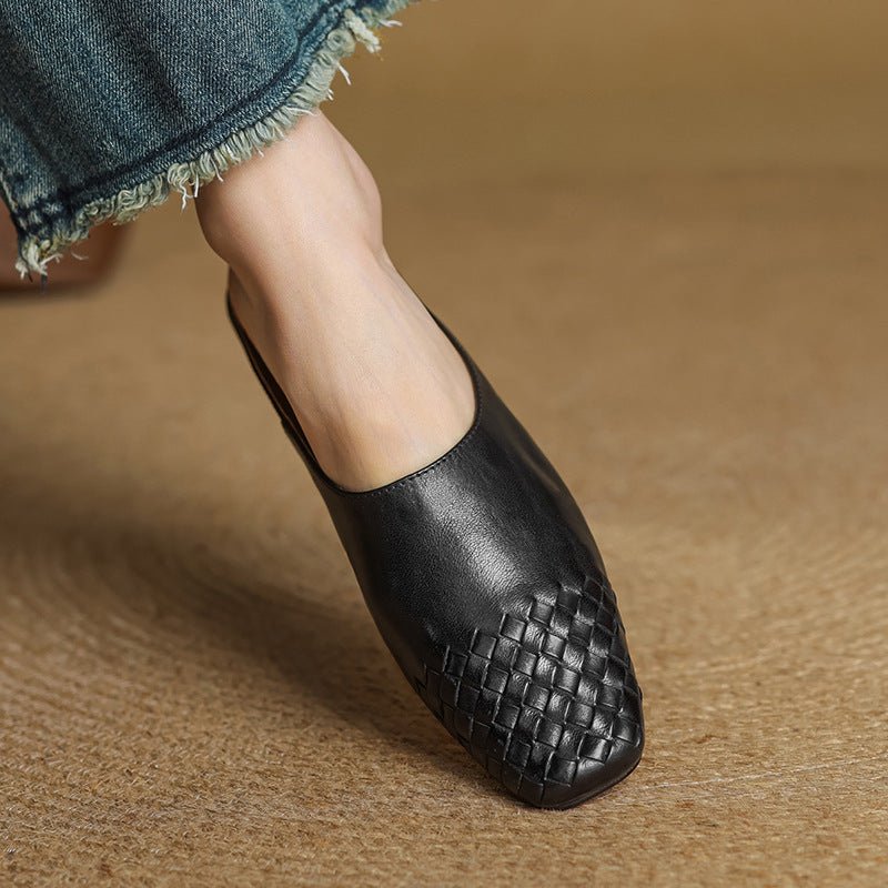 Mila | Mules senza lacci in pelle intrecciata eleganti e comodi