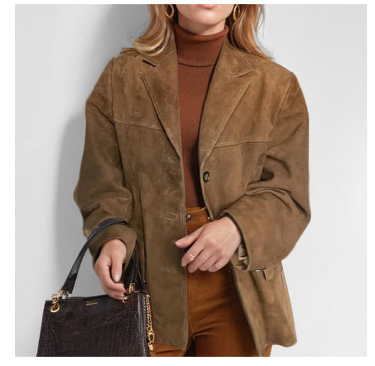 Emily | Weicher und bequemer Damenblazer aus Veloursleder