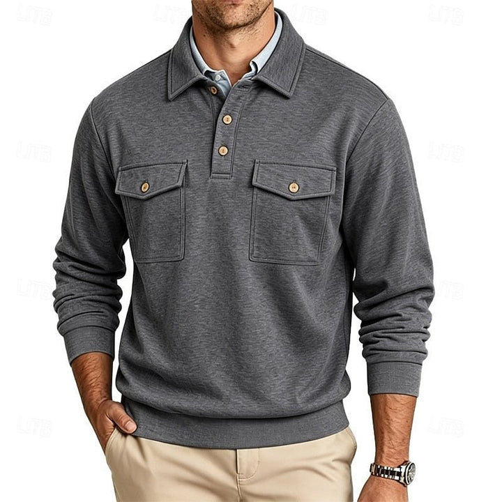 Harold | Langarm Polo-Shirt mit Taschen