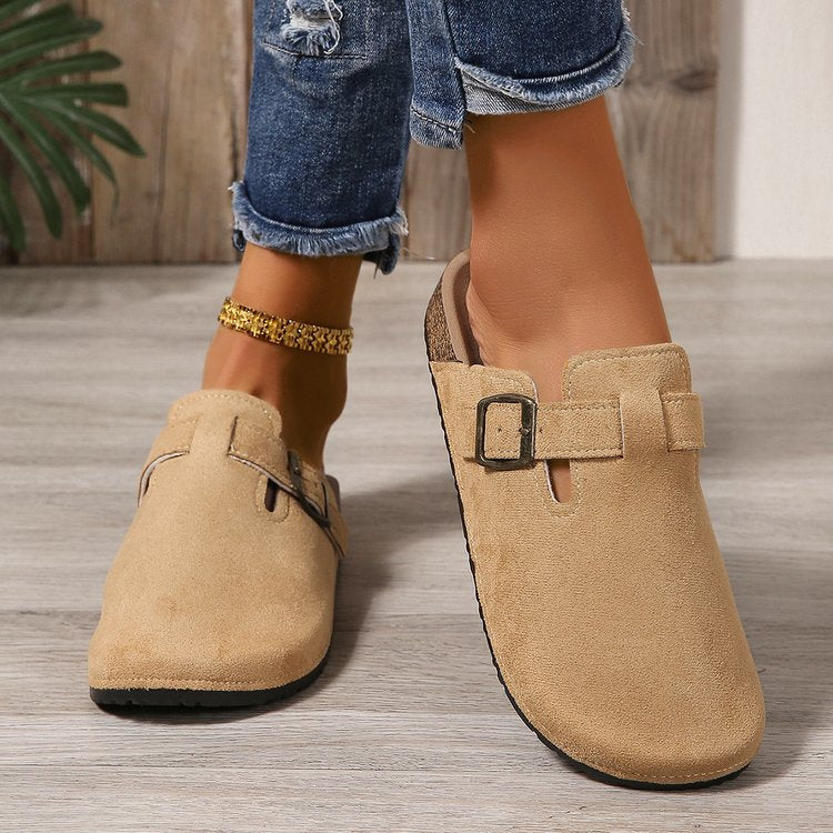 Sarah | Eleganti Mules in Camoscio con Fibbia Decorativa