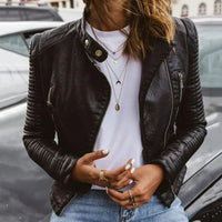 Isabella | Giacca di Pelle Biker Cropped con Maniche Trapuntate