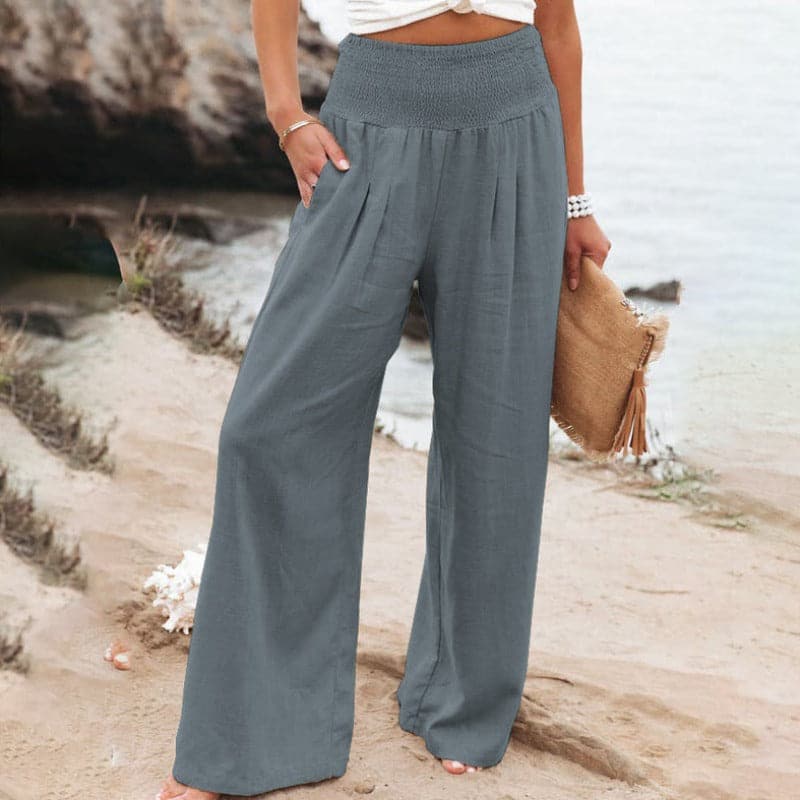 Mandy | Pantaloni Donna in Lino e Cotone a Gamba Larga