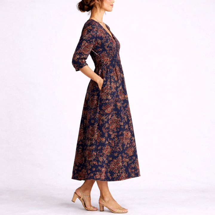 Elena | Abito Midi Floreale per Matrimonio Autunnale