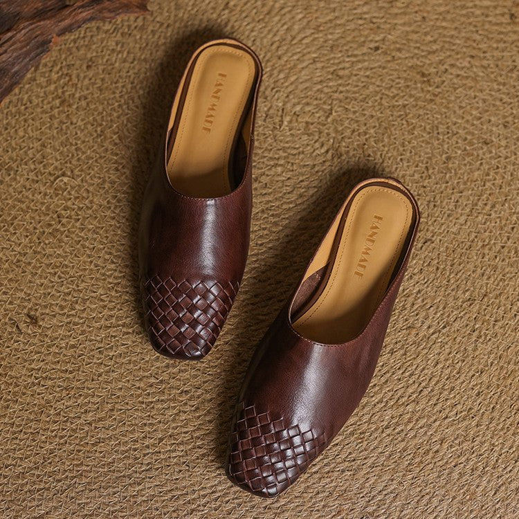 Mila | Mules senza lacci in pelle intrecciata eleganti e comodi