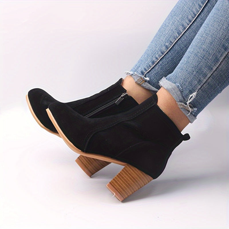 Claudia | Versatile Suede Ankle Boots with Block Heel
