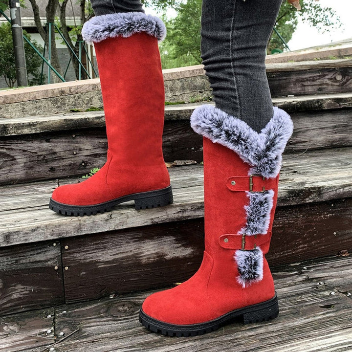 Isabella | Warm Faux Suede Knee-High Boots with Fur Trim