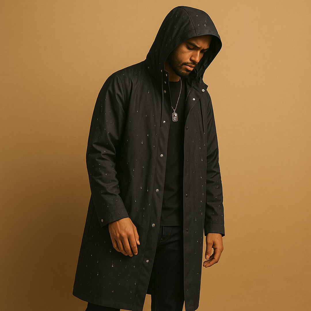 Klaus | Lange wasserdichte Herrenjacke mit Kapuze