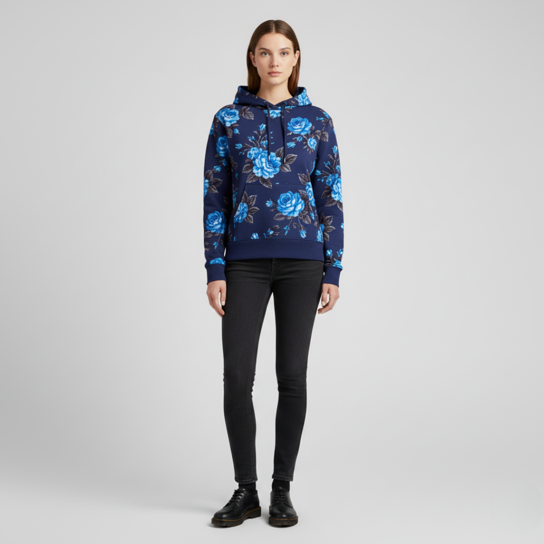 Orva | Elegante felpa con cappuccio con motivo floreale