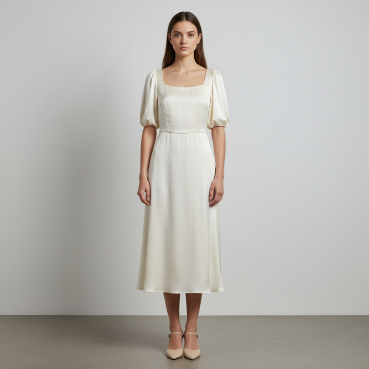 Pansy | Elegante abito midi a palloncino in raso