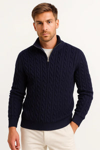 Julian | Maglione In Cotone a Treccia con Colletto Quarter-Zip