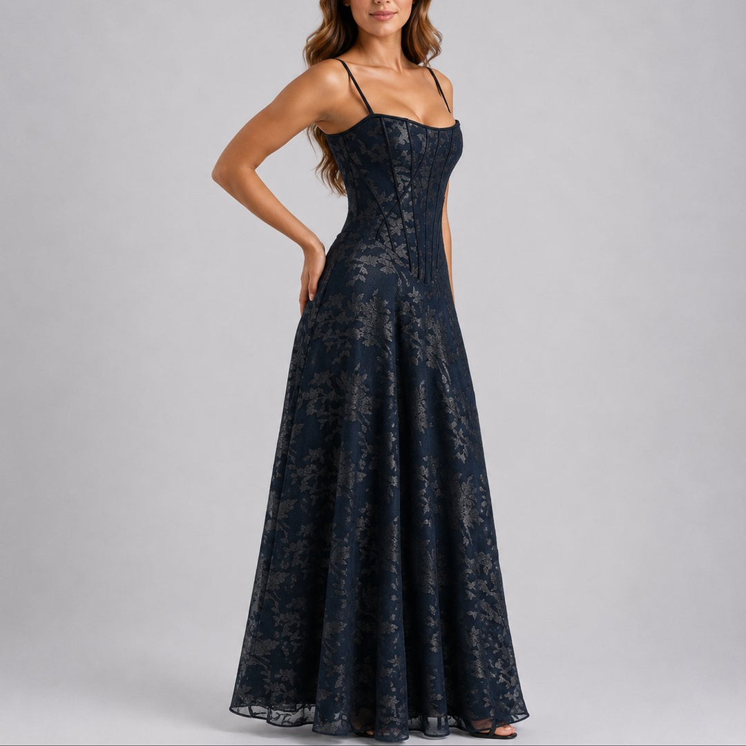 Valentina | Elegantes florales langes Kleid für Herbsthochzeiten