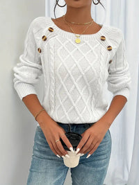 Freya | Maglione Maglia Intrecciato con Scollo Quadrato