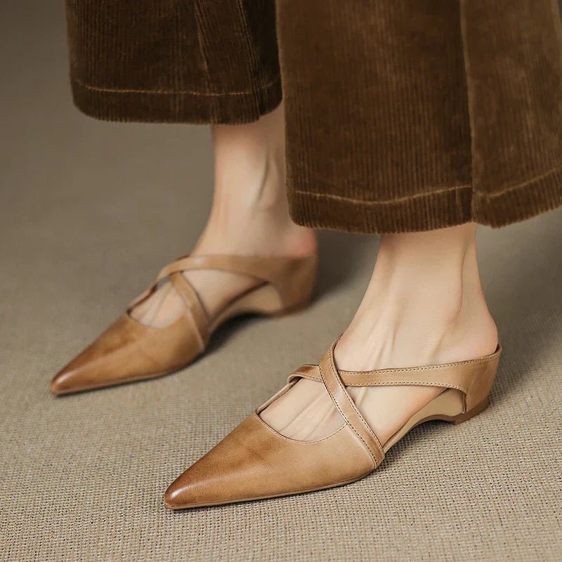 Serena | Mules Eleganti in Vera Pelle con Fasce Incrociate