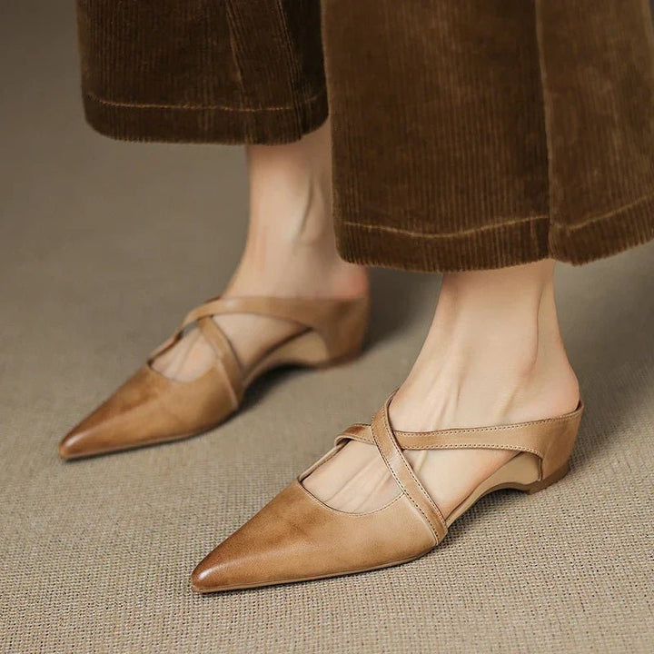 Serena | Mules Eleganti in Vera Pelle con Fasce Incrociate