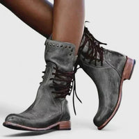 Livia | Vintage Knee-High Boots with Laces and Studs