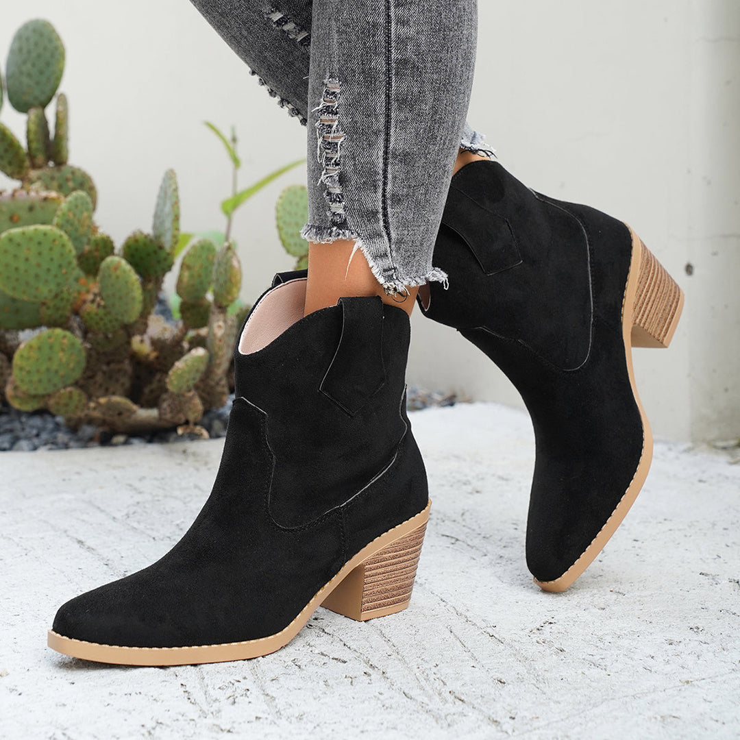 Victoria | Taupe Suede-Look Western Chelsea Ankle Boots