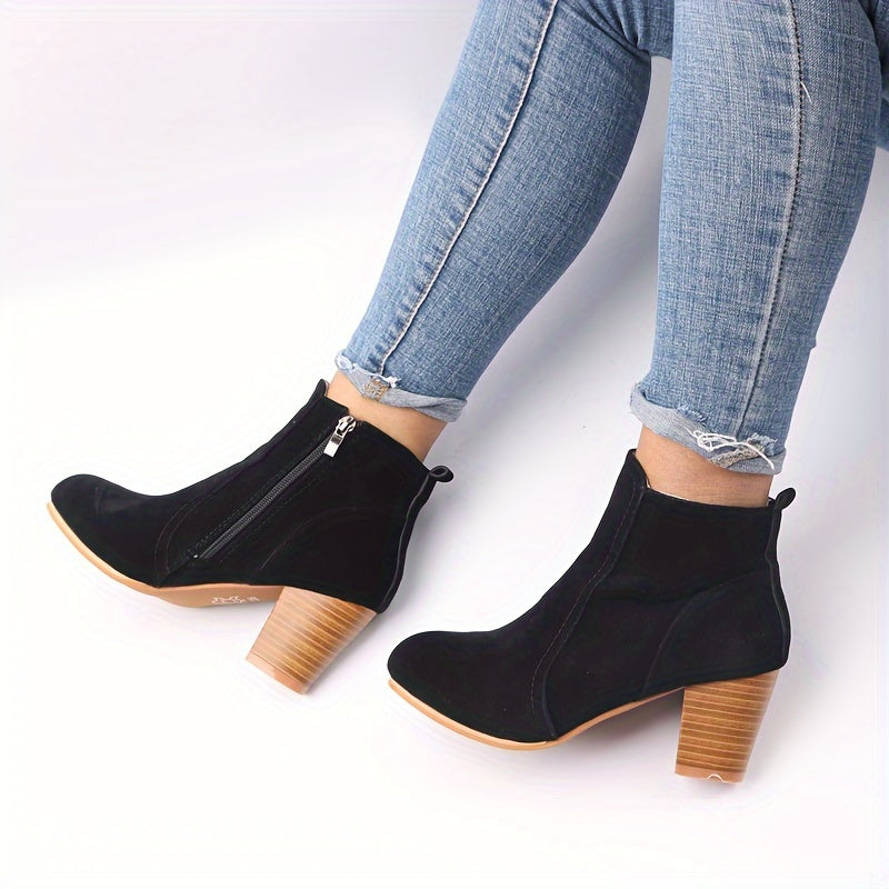Claudia | Versatile Suede Ankle Boots with Block Heel