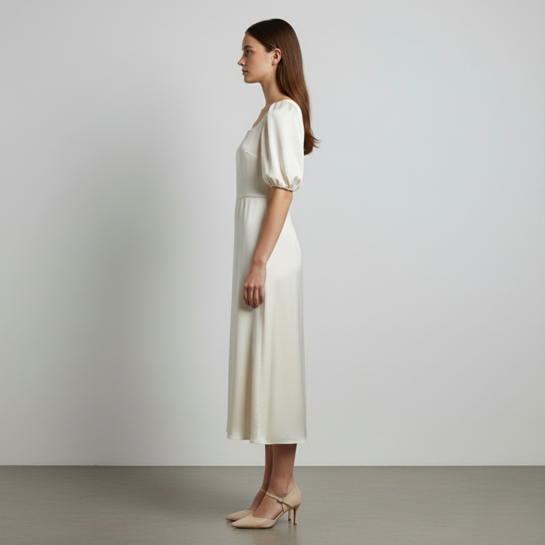 Pansy | Elegante abito midi a palloncino in raso