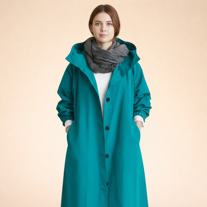 Brigida | Elegante cappotto lungo con cappuccio