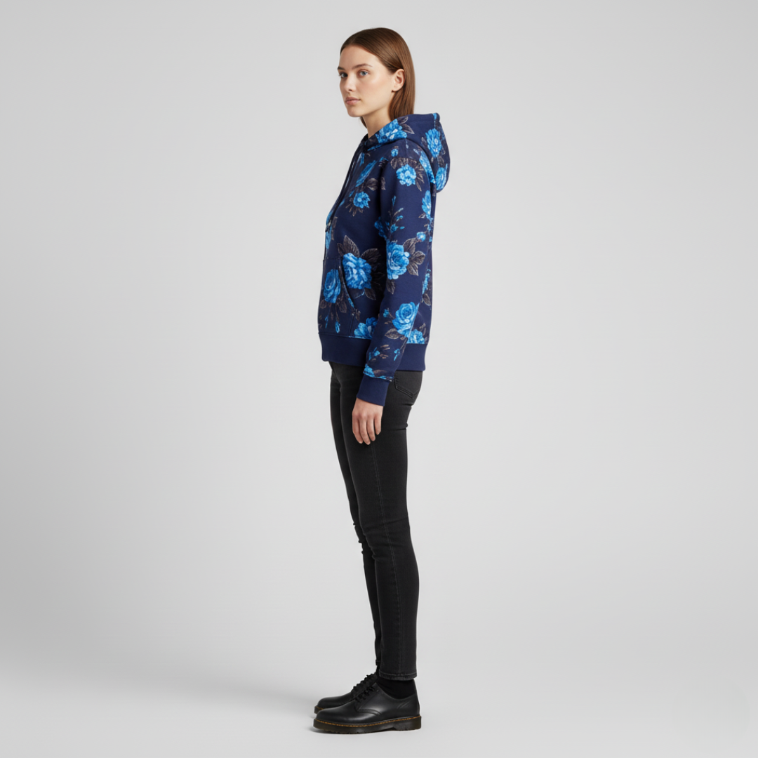 Orva | Elegante felpa con cappuccio con motivo floreale