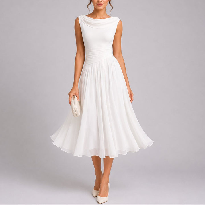 Elisa | Abito Midi Plissettato Elegante per Matrimonio Autunnale
