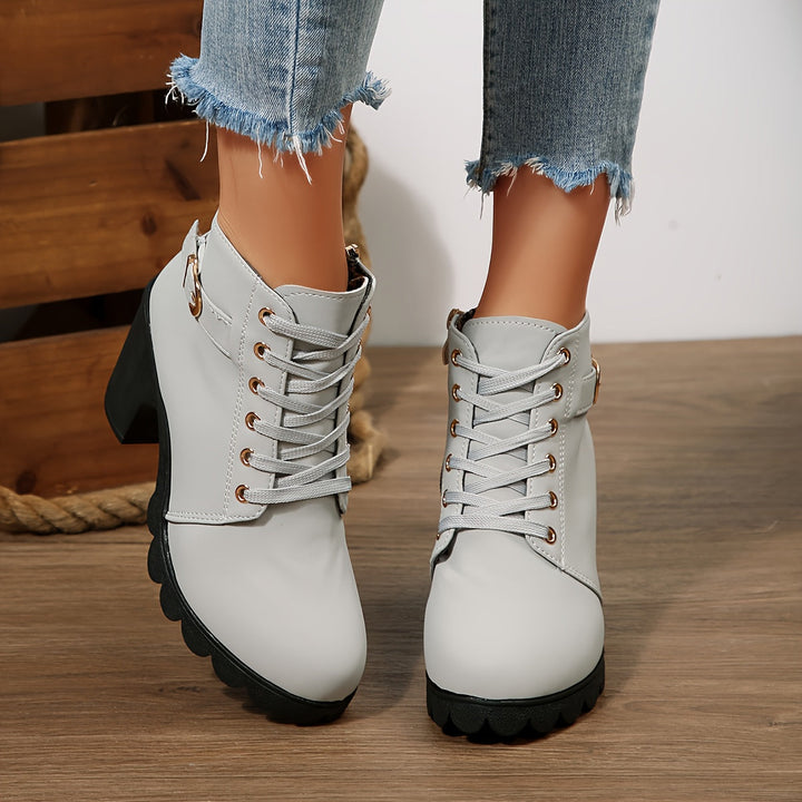 Livia | Schnürstiefeletten mit Blockabsatz und Profilsohle