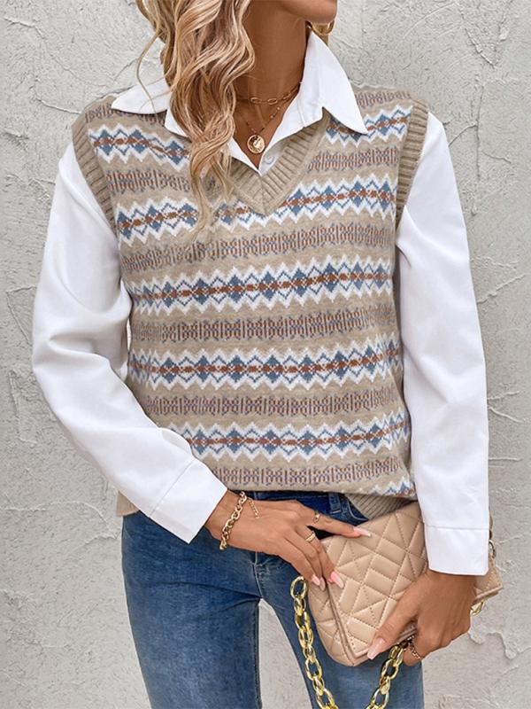 Aurora | Gilet Donna in Maglia Jacquard Elegante e Originale
