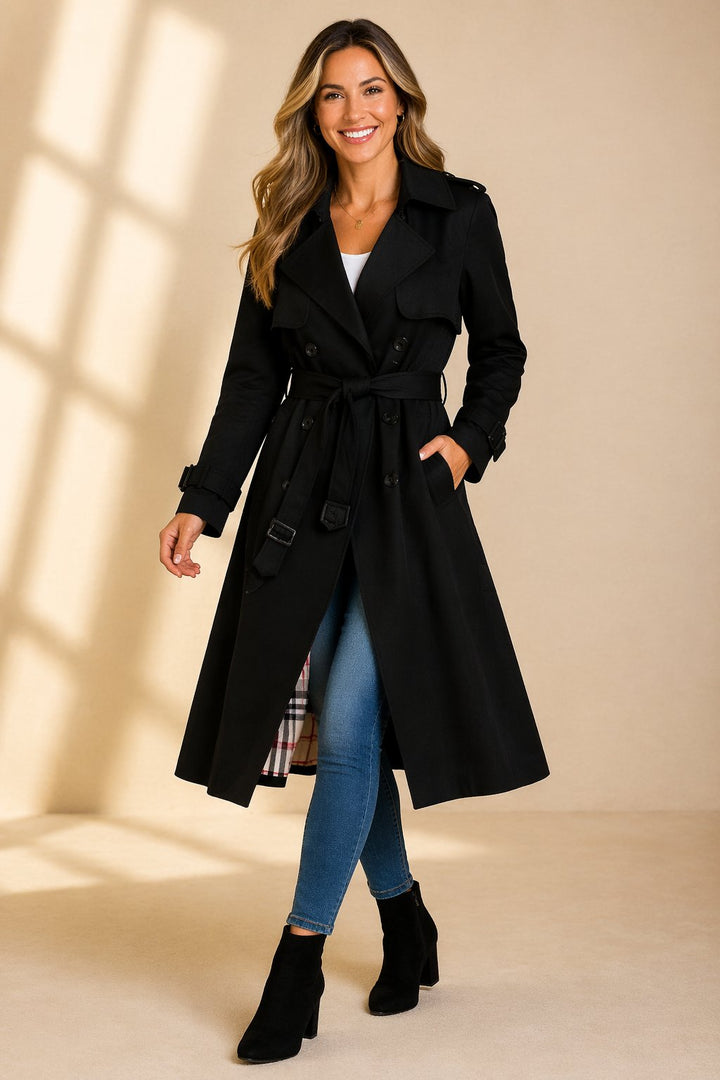 Sophia | Long double-breasted trench coat with belt
