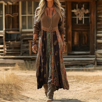 Stella | Elegantes langärmeliges Midikleid im Boho-Vintage-Stil