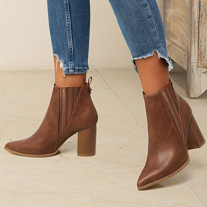 Clara | Pointed-Toe Ankle Boots with Block Heel