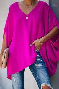 Sarah | Tunica Top Oversize da Donna con Scollo a V e Maniche Batwing
