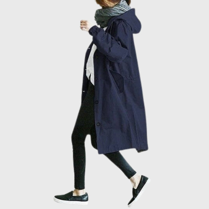 Christina | Langer wasserabweisender Trenchcoat mit Kapuze