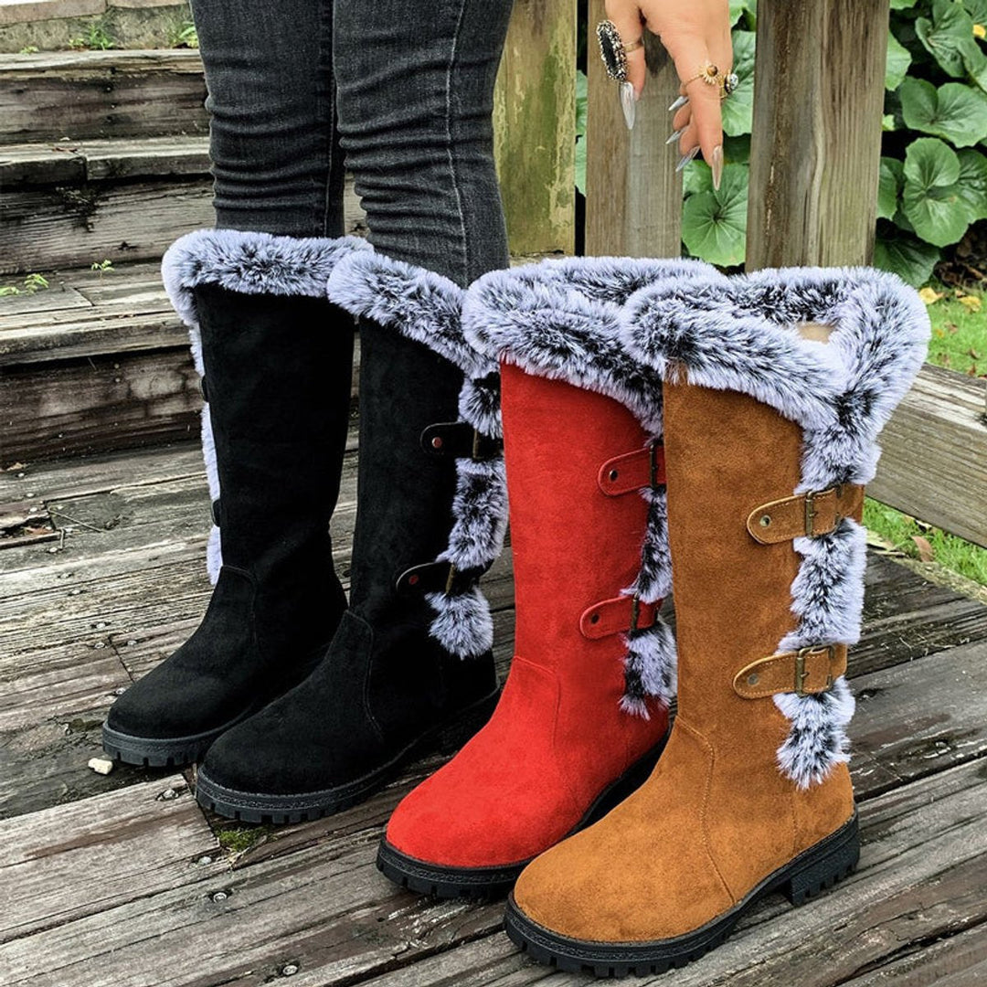 Isabella | Warm Faux Suede Knee-High Boots with Fur Trim