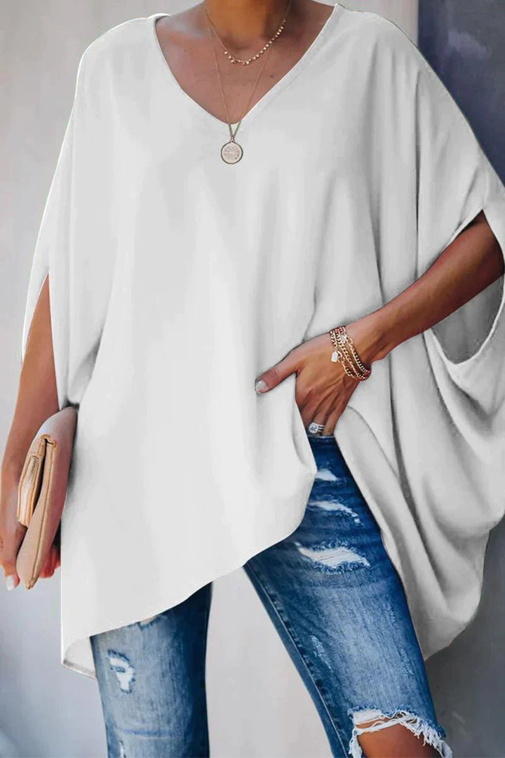 Sarah | Tunica Top Oversize da Donna con Scollo a V e Maniche Batwing