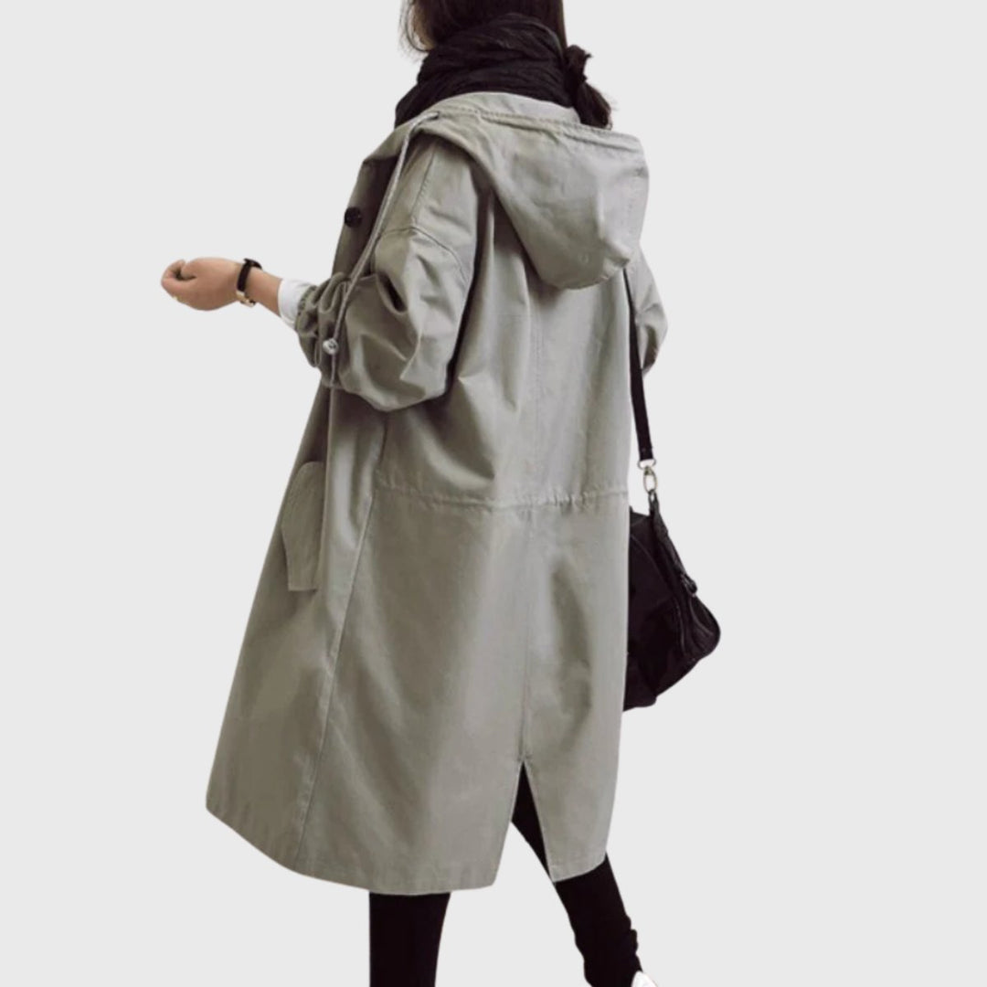Christina | Langer wasserabweisender Trenchcoat mit Kapuze