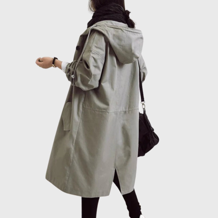 Christina | Langer wasserabweisender Trenchcoat mit Kapuze