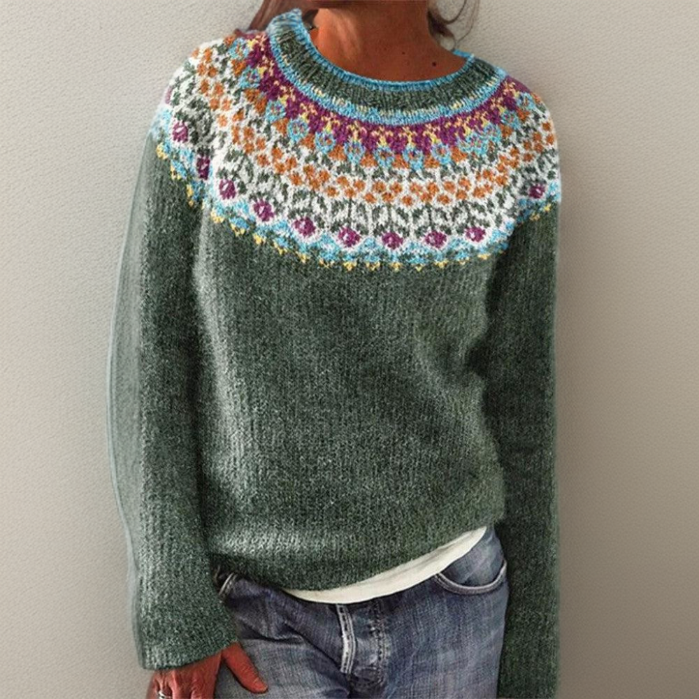 Jasmina | Pullover in Stile Vintage con Motivo Floreale