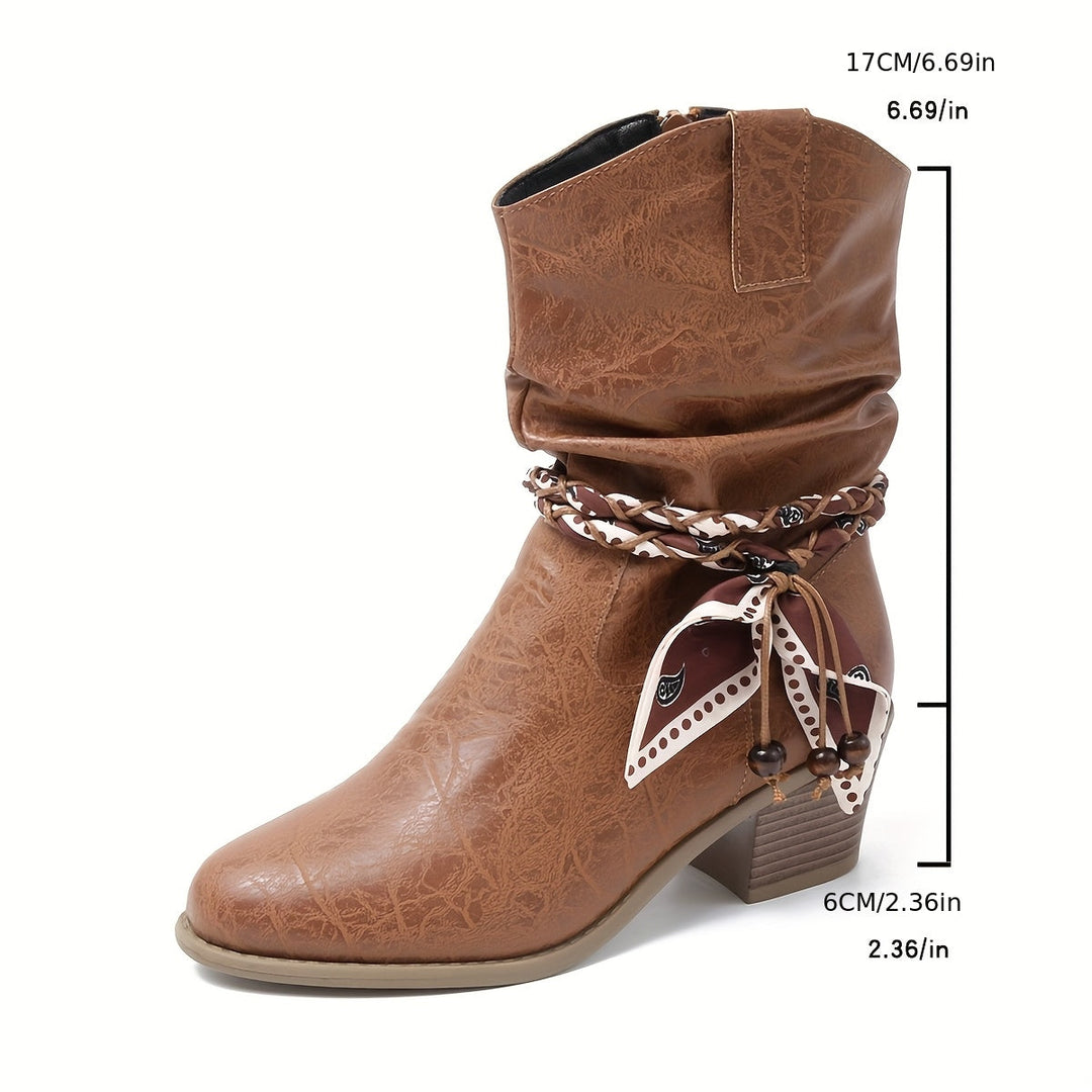 Beatrice | Casual Slouch Ankle Boots with Bandana Detail