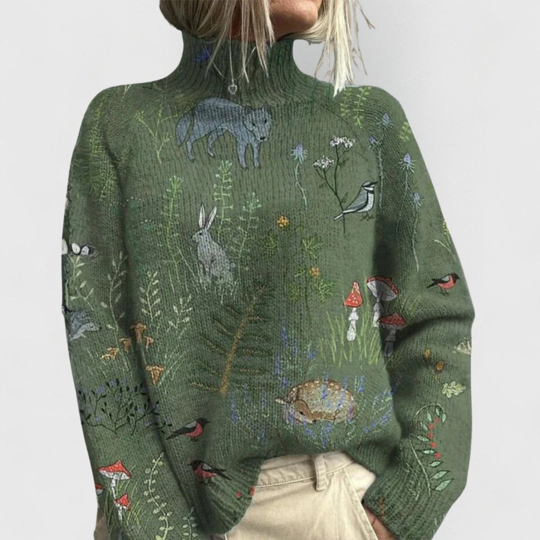 Annika | Turtleneck Sweater with Floral Pattern for Women