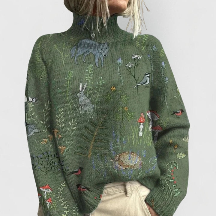 Annika | Turtleneck Sweater with Floral Pattern for Women