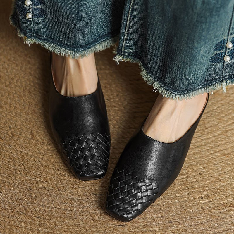 Mila | Mules senza lacci in pelle intrecciata eleganti e comodi