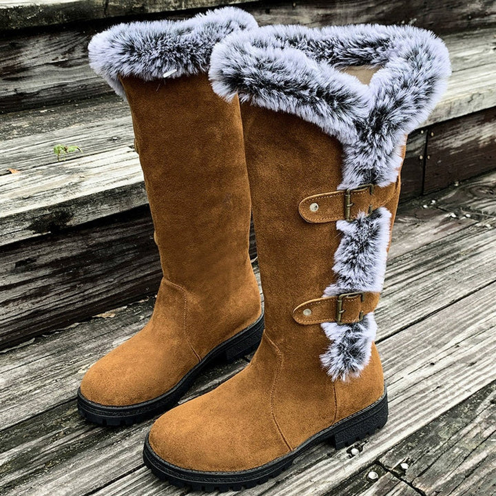Isabella | Warm Faux Suede Knee-High Boots with Fur Trim