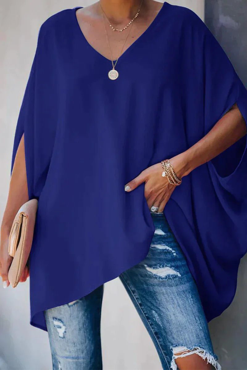 Sarah | Tunica Top Oversize da Donna con Scollo a V e Maniche Batwing